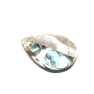 1 pc - 32 x 22 mm Abalone Mother of Pearl mosaic shell teardrop pendant beads beading jewelry craft supplies gift unique