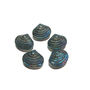 Glass Clam Shell - 12x14 mm Blue Turquoise Electroplate Craft Supplies  (5 pc)