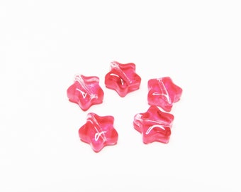Star watermelon pink glass pink beads beading supplies miniature craft supplies jewelry supplies gift opaque transparent