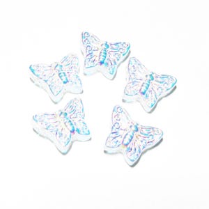 5 pc - 14 x 10 mm Butterfly glass clear luster blue green gold pink miniature beads beading  jewelry craft supplies animal gift