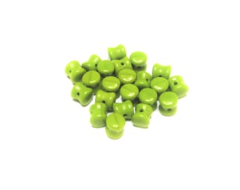 22 pc - 4 x 6 mm Pellet Czech glass olive green beads beading jewelry craft supplies gift