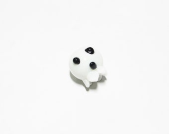 1 pc - 17-18 mm Ghost white black lampwork Halloween miniature beads beading supplies jewelry supplies craft supplies unique handcrafted