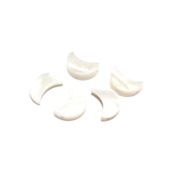 5 pc - 13 x 6-7 mm, Moon, shell, MOP, Mother of Pearl, ivory, tan, beads, beading supplies, jewelry supplies, craft supplies