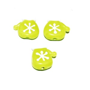 3 pc - 16-17 mm Mitten lime green white lampwork glass Christmas beads unique handcrafted beads beading jewelry craft supplies