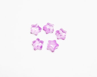 5 Star purple opaque glass transparent beads beading supplies jewelry supplies craft supplies miniature