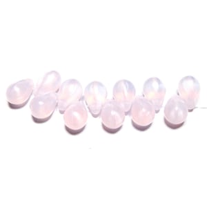 12 pc - 6 x 9 mm Teardrop Czech glass opaque pearl pink beads beading jewelry craft supplies gift