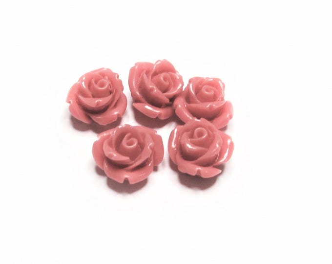 5 Pc - 10 Mm Rose Flower Peach Miniature Acrylic Carved Beads Beading ...