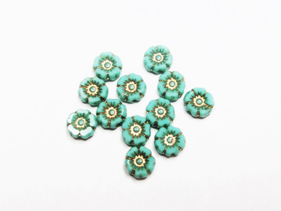 12 Pc 7 Mm Czech Glass Glass Hibiscus Flower Coin - Etsy