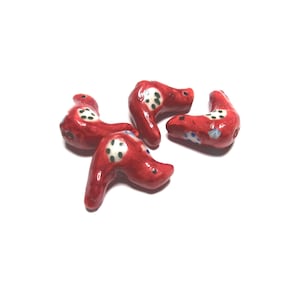 4 pc -19-20 mm Bird red ceramic beading jewelry craft supplies individually-painted unique