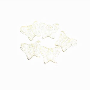5 pc - 15 x 12 mm Butterfly glass clear gold insect miniature beads beading jewelry craft supplies gift