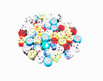 Polymer Clay Animal Beads - 8-13 mm Mix Shape Color Craft Supplies  (46 pc)
