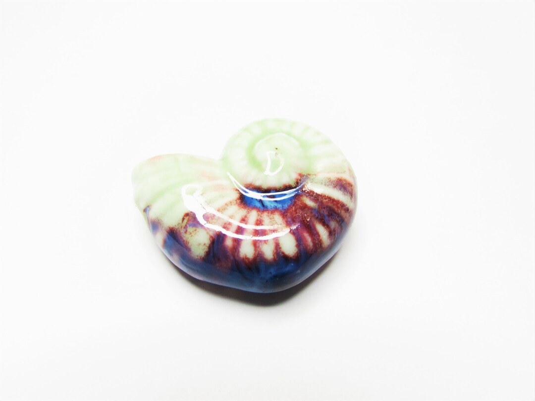 1 Pc 38-39 Mm, Ceramic, Snail, Shell, Beads, Beading Supplies, Blue ...