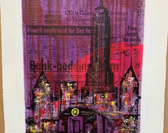 Empire State Building NYC 10x20 in. Not mounted | Newspaper Art and Mixed Media