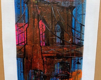 Brooklyn Bridge - 10x20 Not Mounted | Newspaper on canvas