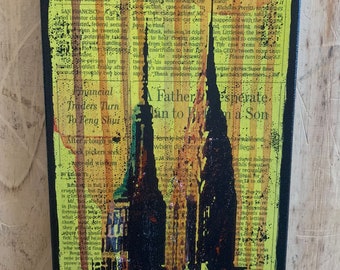 Chrysler and Empire State Building|Mixed Media Art and Collage | Street Art | Hansa Yellow