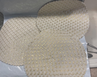 Sheer White   9” Tulle Circles Metallic Gold Dots for Party Favors 25 pieces