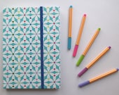 Pinwheel Fabric Covered Handmade Journal Notebook with elastic closure