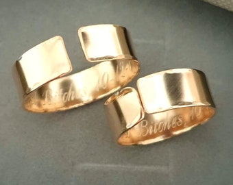 Geheime Nachricht Goldring Personalisiertes Geschenk Gold gefüllt 14K Individuell gravierter Ring Versteckter Text Ring, personalisierter klobiger Ring, Jahrestagsgeschenk