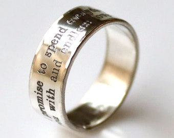 Personalisierter Sterlingsilber-Bandring, individueller Gedenkring, gravierte inspirierende Nachricht, ideales Geburtstagsgeschenk, Versprechensringe