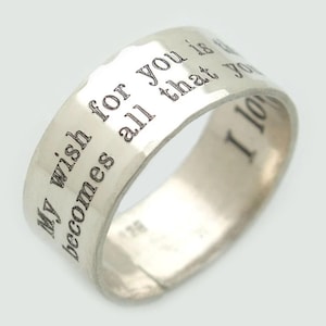 Personalisierter Herrenring Silber 925 Sterling Silber Ring Silber Band Silber Ring Zitat Ringe Handwerker Geheimbotschaft Geschenk