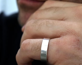 Men's pinky ring, Mens Sterling Silver Signet Ring, Engraved Signet Ring, Signet Mens Ring Mens Christmas Gift Polished Signet band for men