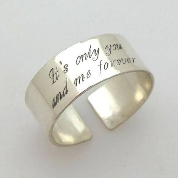 2 Line Text Ring - Personalized Message Ring - Sterling Silver Wide band - Birthday Gift for her, Personalized Gift, Custom made Rings