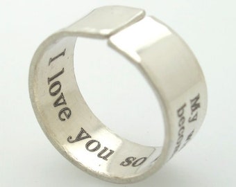 Geheime Nachricht Ring, benutzerdefinierte Schriftzug Ring personalisierte Geschenk für ihn oder sie, benutzerdefinierte Sterling Silber Zitat Ringe versteckte Gravur Freund Geschenk