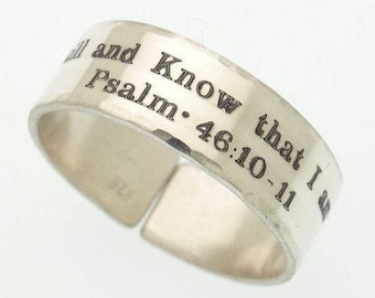 Psalm 46:10 Ring Custom ring inscriptions Scripture Ring Be still and know that I am god bible verse Ring Inspirational Bands quote Ring