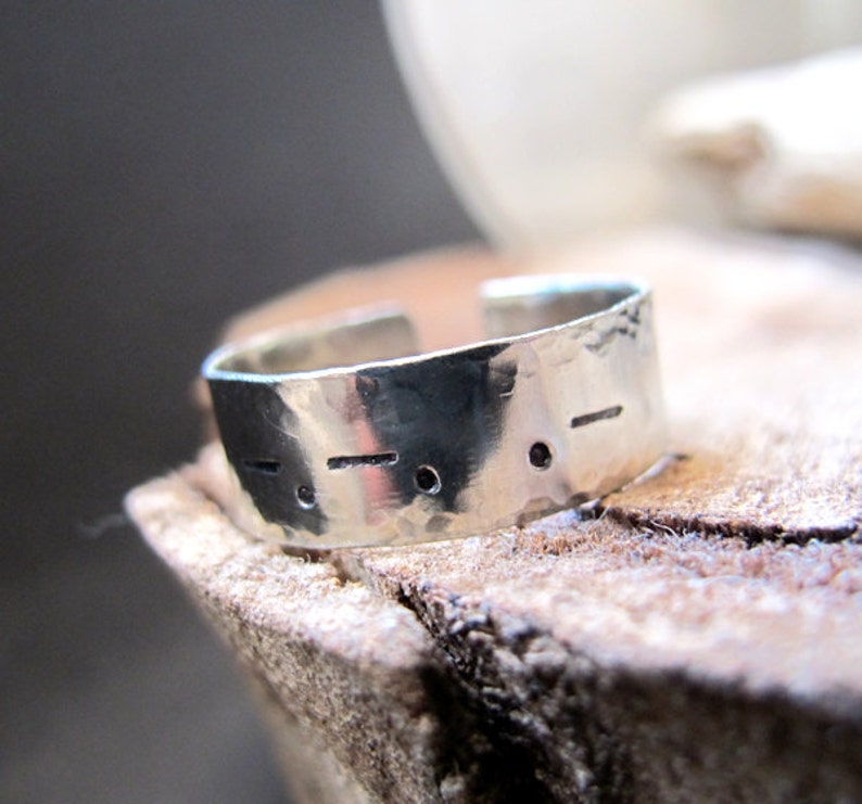 Morse Code Ring Name Ring Secret word Ring Custom Silver Ring Gift for Him Custom Personalized Adjustable Band Ring for Men Women