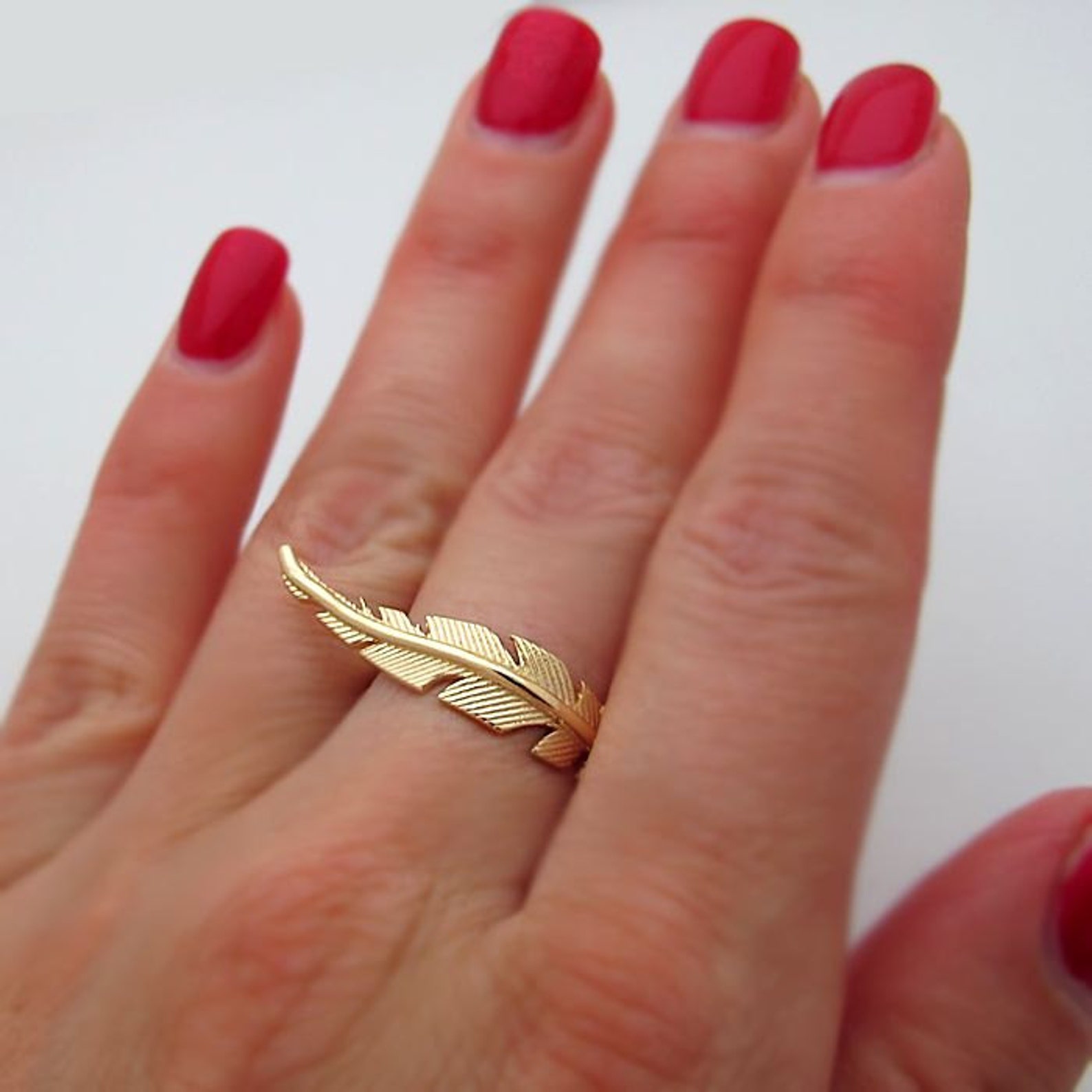 Gold Feather Ring Unique Ring 14K Gold Filled Boho Chic Ring Etsy UK