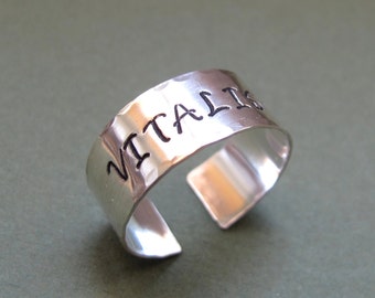 Custom Name Engraved Ring. Personalized Gift, Sterling Silver Ring. Customized Word, Date, Name Ring. Birthday Gift for her or him