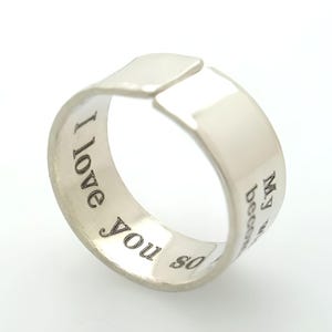 Secret Message Ring Boyfriend Gift Custom writing ring Personalized Gift for Him / Her Sterling Silver Quote Rings Custom Hidden Engraving