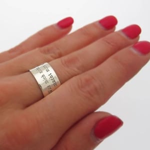 Custom Message Engraved Sterling Silver Ring Inspirational Personalized Ring Gift for her or him Secret rings Band Wide Ring Sterling silver