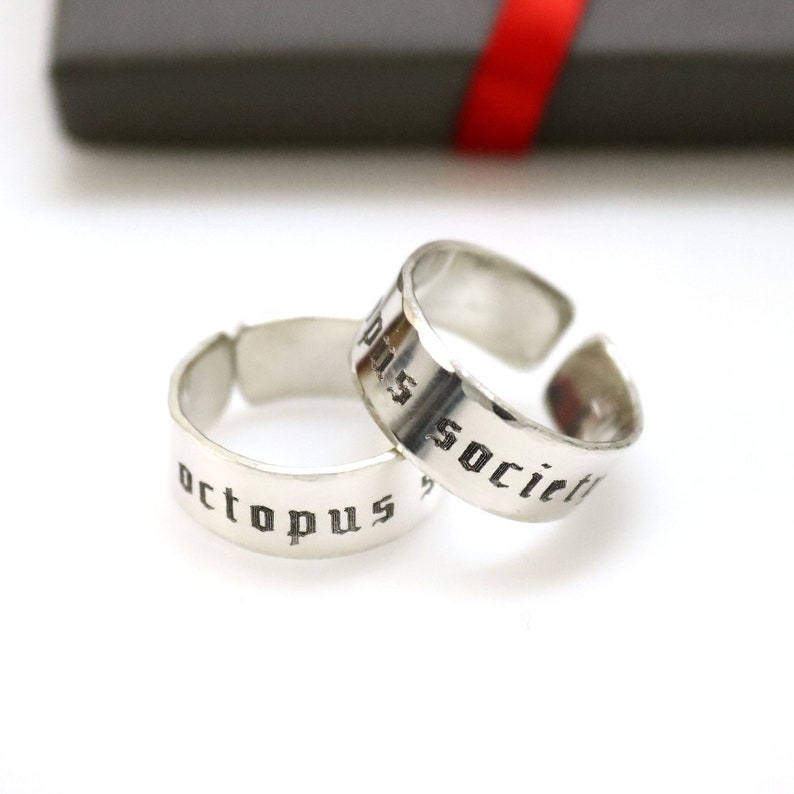 2 Line Text Ring Personalized Message Ring Sterling Silver Wide band Birthday Gift for her, Personalized Gift, Custom made Rings image 8