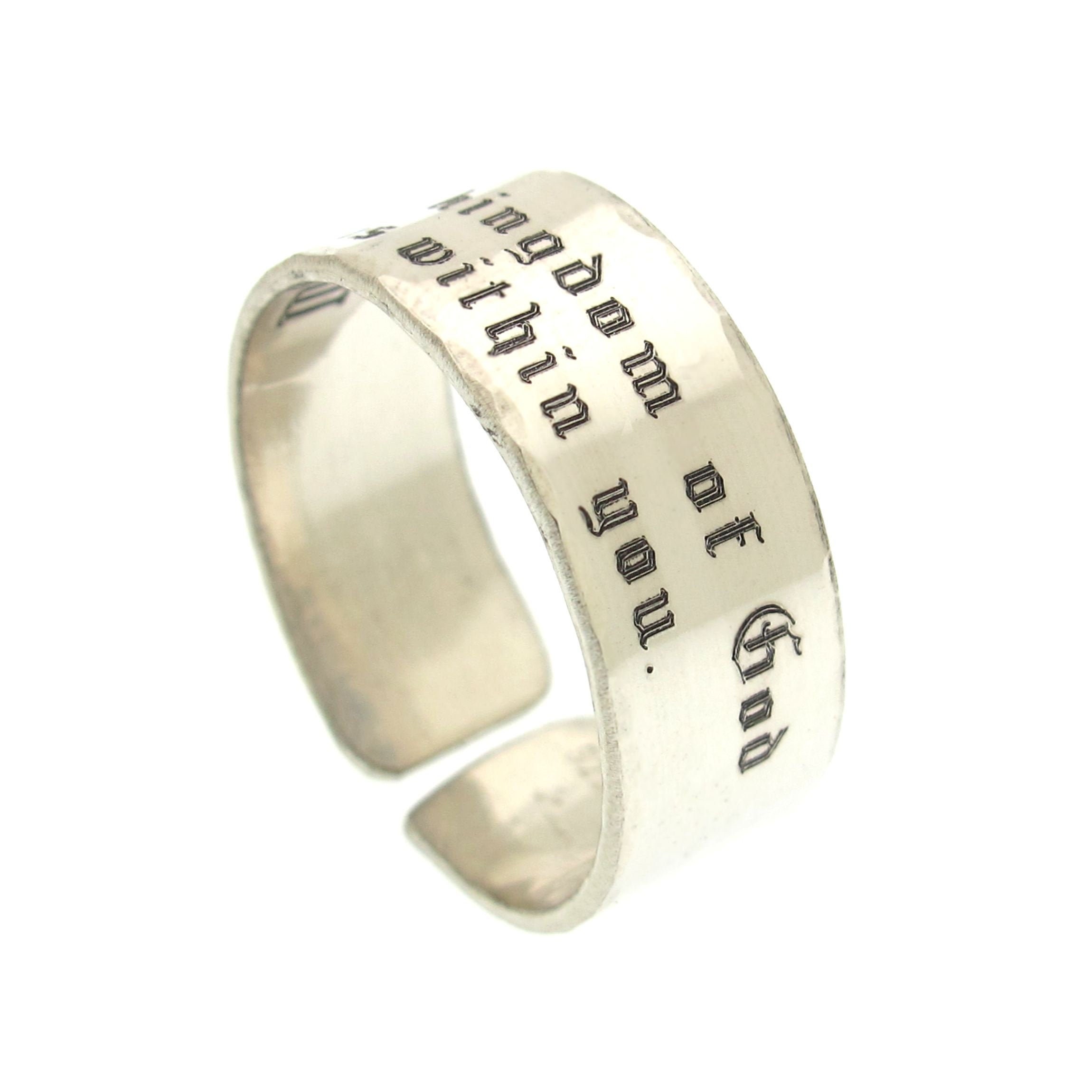 Personalisierter Spruch Ring Sterling Silber Band Ring Etsy.de