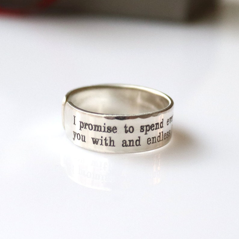 Personalized Sterling Silver Band Ring, Custom Commemorative Ring, Engraved Inspirational Message, Ideal Birthday Gift, Promise Rings image 2