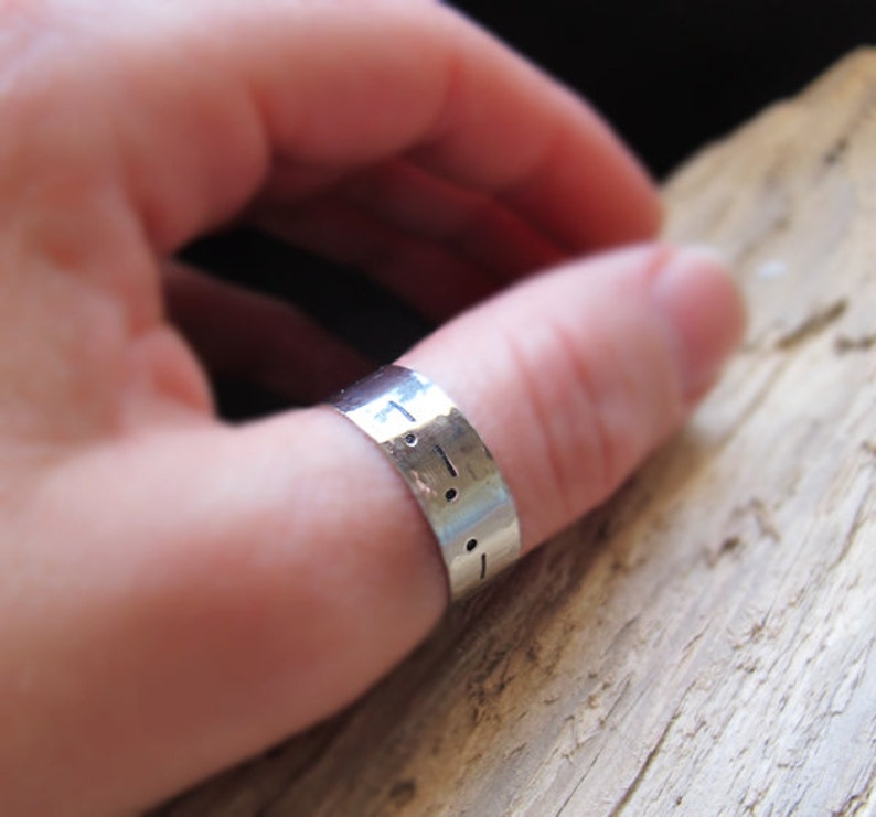Morse Code Ring Name Ring Secret word Ring Custom Silver Ring Gift for Him Custom Personalized Adjustable Band Ring for Men Women