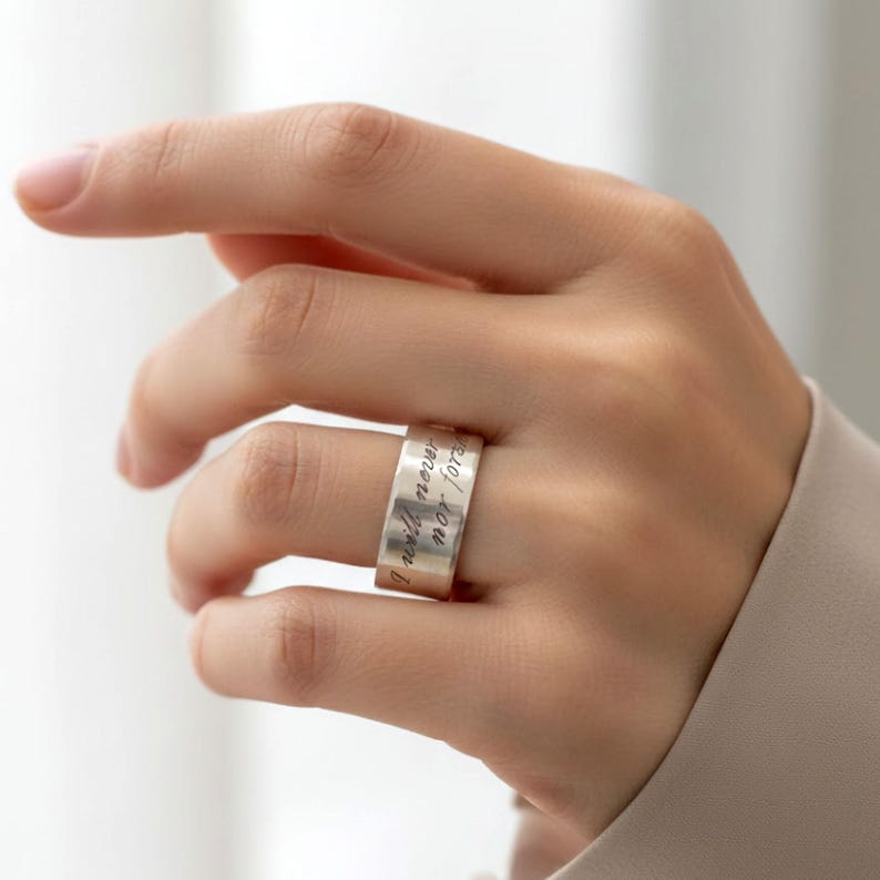 Inspirational Ring 925 Sterling Silver Flat Band Engravable Hidden Message Personalized Ring Custom Prayer Ring Birthday gift for her/ him image 2
