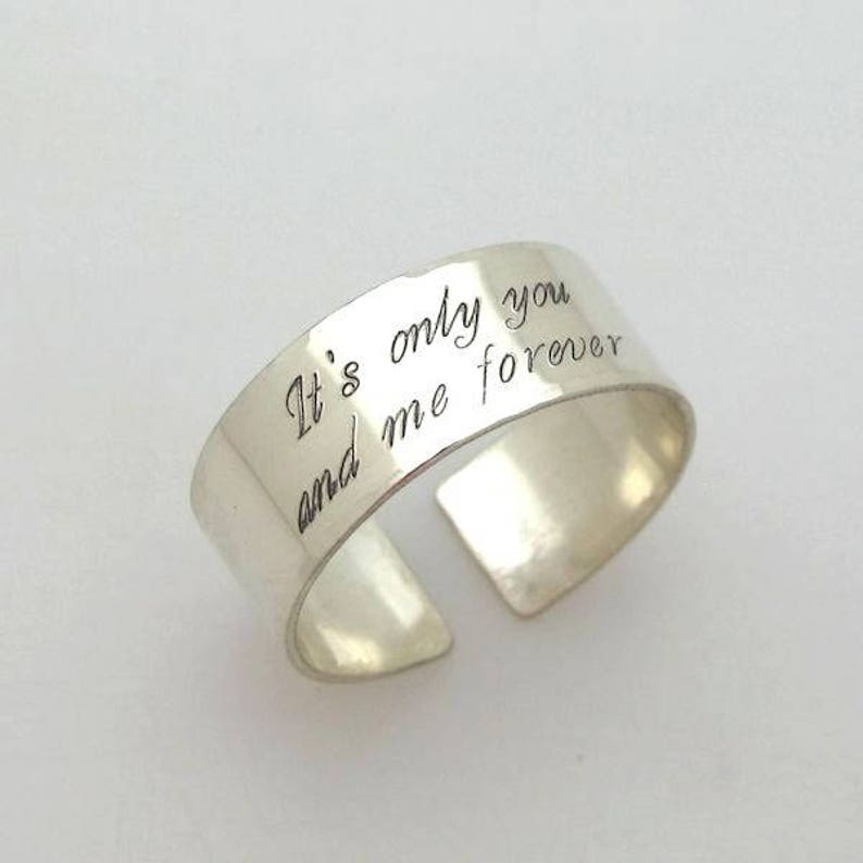 2 Line Text Ring Personalized Message Ring Sterling Silver Wide band Birthday Gift for her, Personalized Gift, Custom made Rings image 1