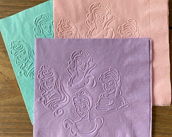 Embossed Princess Napkins, Birthday Party Decor (Set of 20)