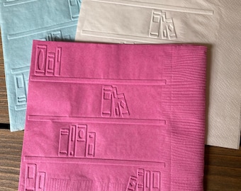 Embossed Book Napkins, Book Club Party Decor, Set of 20