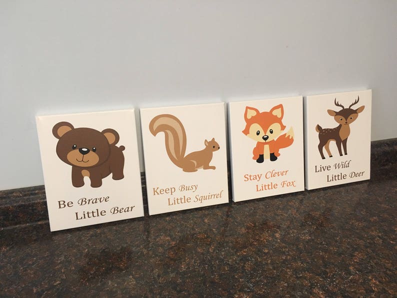 Woodland Animals Nursery Wall Decor Fox Nursery Owl Nursery Etsy