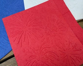 Embossed 4th of July Napkins, Fireworks Party Decorations, Set of 20
