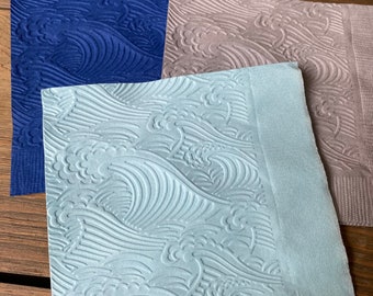 Embossed Wave Napkins, Nautical Party Decor (Set of 20)