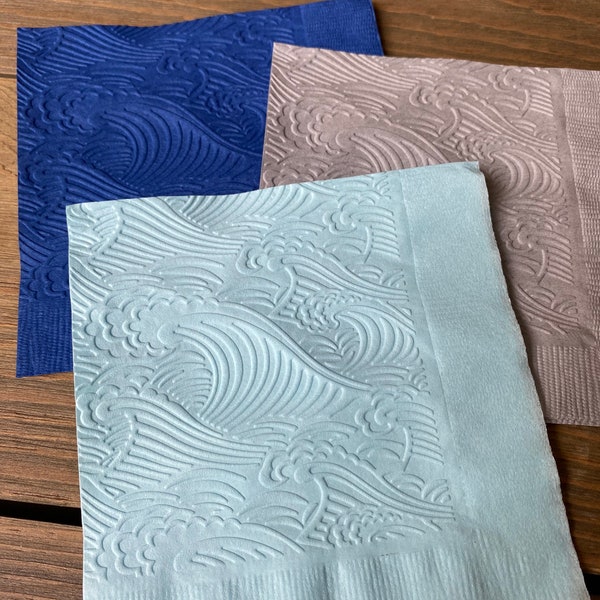 Waves napkins wave embossed napkins beverage drink cake baby shower birthday party supplies nautical party decorations surf party