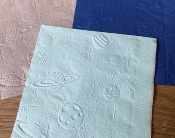 Space napkins space planets embossed napkins beverage drink cake baby shower birthday party supplies decor astronaut moon decorations
