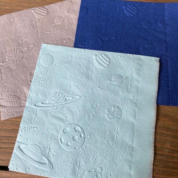 Space napkins space planets embossed napkins beverage drink cake baby shower birthday party supplies decor astronaut moon decorations