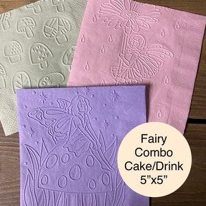 Embossed Fairy Party Napkins, 1st Birthday, Baby Shower, Set of 20