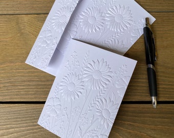 Wildflower stationery cards embossed cards thank you card birthday card thinking of you note cards A2 card flowers gift for her teacher gift