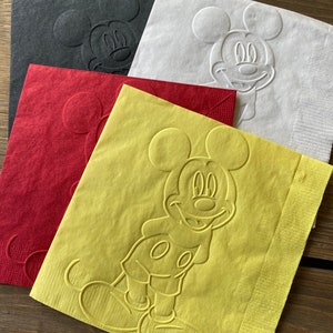 Serviettes en relief Mickey Mouse, décorations de fête d'anniversaire (Ensemble de 20)